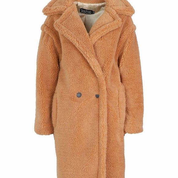 HOST PIC K.ZELL PARIS CAMEL COLOR OVERSIZED LUXE FAUX FUR TEDDY COAT SIZE M - Picture 2 of 16